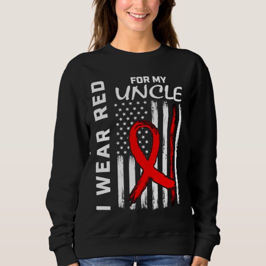 Red Ribbon Uncle Heart Disease Awareness American スウェットシャツ (正面)