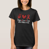 Red Ribbon Week Awareness Wear Red Peace Love Cure Tシャツ (正面)