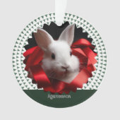 Red ribbon white bunny Christmas Tree オーナメント (正面)