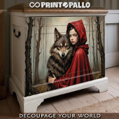 Red riding hood and truth about wolf - Decoupage ラッピングペーパーシート