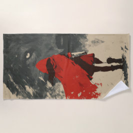 Red Riding Hood Wolf Beach Towel – Dark Fairy Tale ビーチタオル