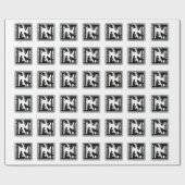 Red Riding Hood Wolf in Forest Black White ラッピングペーパー (フラット)