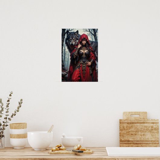 Red Riding Huntress with Wolves Poster ポスター (キッチン)