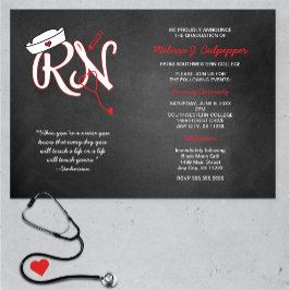 RED RN卒業ナースピン留め式招待状 招待状