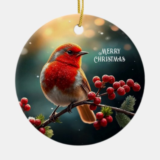 Red Robin Christmas Holiday Ornament セラミックオーナメント (正面)