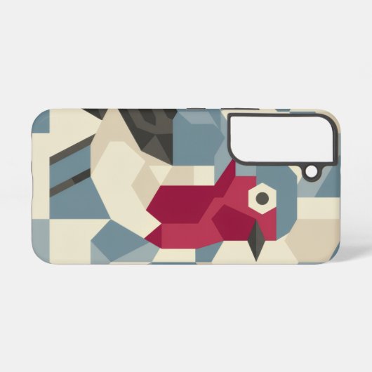 Red Robin in Vector Block Phone Case - Samsung Galaxyケース (裏面横)