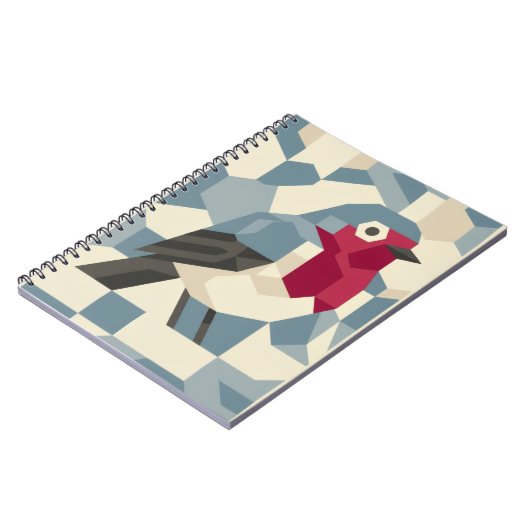 Red Robin in Vector Block Spiral Notebook ノートブック (左側)