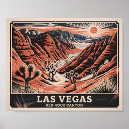 Red Rock Canyon Nevada Retro Vintage Landscape WPA ポスター