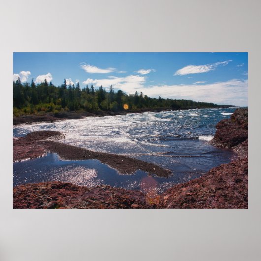 Red Rock Shoreline – Lake Superior, U.P. ポスター (正面)