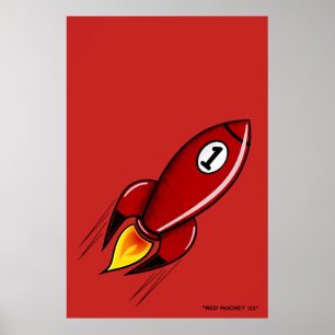 "Red Rocket 01" – ロケットシリーズポスター(赤) ポスター