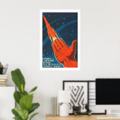 Red Rocket Space Art Print Bezos, Musk Inspiration ポスター (ホームオフィス)