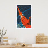 Red Rocket Space Art Print Bezos, Musk Inspiration ポスター (キッチン)