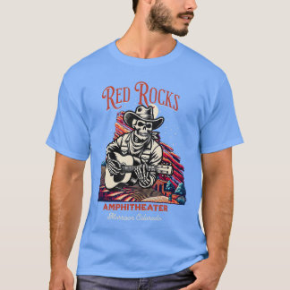 Red Rocks野外劇場のギターを弾くスケルトンgif Tシャツ