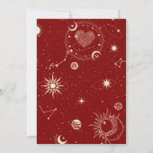 Red romance boho mystical moon bridal shower 招待状 (裏面)