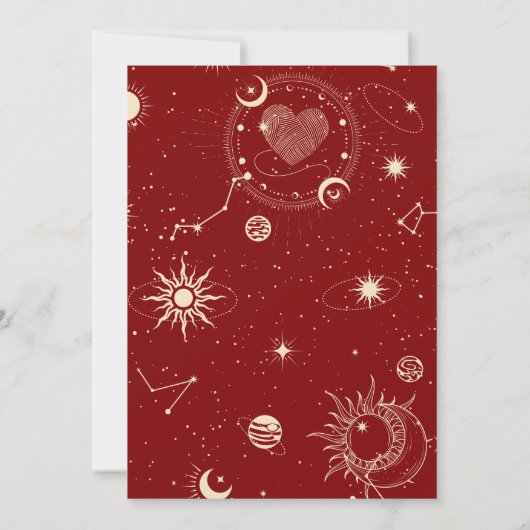 Red romance  boho mystical moon bridal shower 招待状 (裏面)