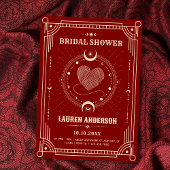 Red romance  boho mystical moon bridal shower 招待状