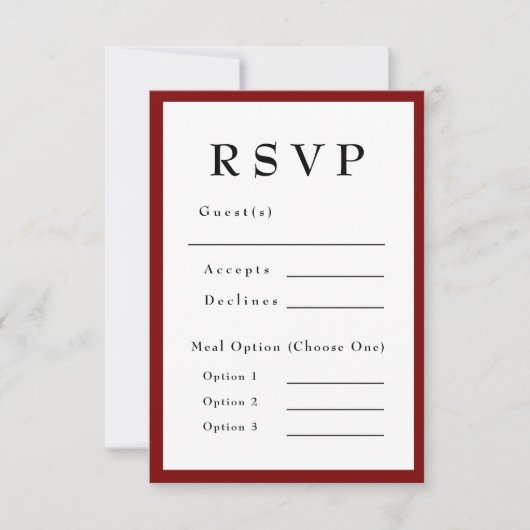 Red Romantic and Timeless Wedding RSVP (正面)