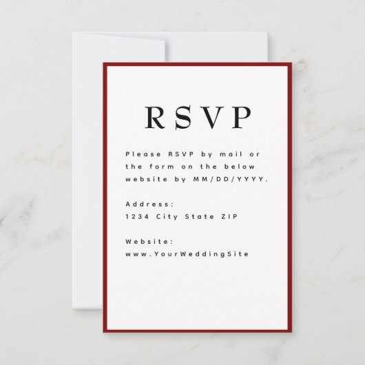 Red Romantic and Timeless Wedding RSVP (裏面)