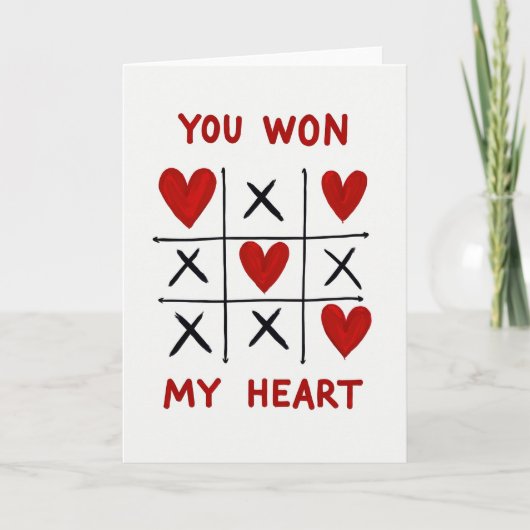Red Romantic Tic Tac Toe Card カード (正面)
