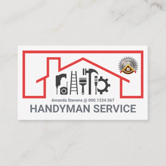 Red Roof Building Repair Tools Frame 名刺 (正面)