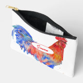 Red Rooster Blue Watercolor Boys Name Chicken アクセサリーポーチ (見開き)
