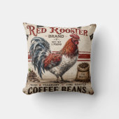 Red Rooster Coffee Beans Rustic Farmhouse クッション (正面)