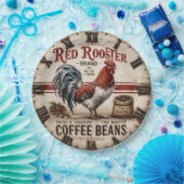 Red Rooster Coffee Beans Rustic Farmhouse ペーパープレート (パーティー)
