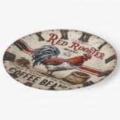 Red Rooster Coffee Beans Rustic Farmhouse ペーパープレート (アングル)