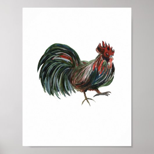 Red Rooster Painting Farmhouse Decor Art Print ポスター (正面)