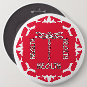 Red Root Chakra "Health" Dragonfly White BG 缶バッジ (正面&裏面)