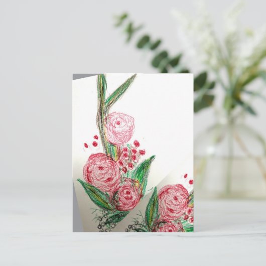 Red Rosas Asymmetric ポストカード (スタンド正面)