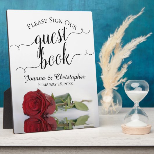 Red Roseのゲストブックにサインしてくだ結婚さい フォトプラーク (側面)