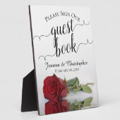 Red Roseのゲストブックにサインしてくだ結婚さい フォトプラーク (側面)