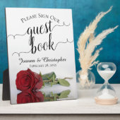 Red Roseのゲストブックにサインしてくだ結婚さい フォトプラーク (側面)