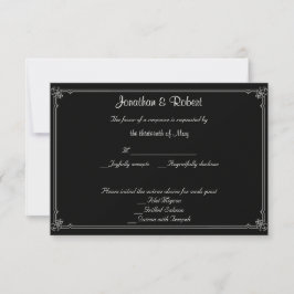 Red Roseのレスポンスカード付結婚き2つのTuxedos 出欠カード