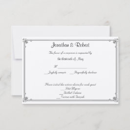 Red Roseのレスポンスカード付結婚き2つのTuxedos 出欠カード