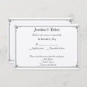 Red Roseのレスポンスカード付結婚き2つのTuxedos 出欠カード (正面/裏面)