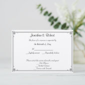 Red Roseのレスポンスカード付結婚き2つのTuxedos 出欠カード (スタンド正面)