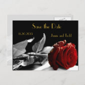 Red Roseエレガント日付を保存 案内ポストカード (正面/裏面)