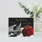 Red Roseエレガント日付を保存 案内ポストカード (スタンド正面)