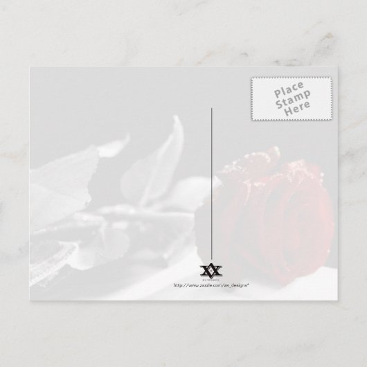 Red Roseエレガント日付を保存 案内ポストカード (裏面)