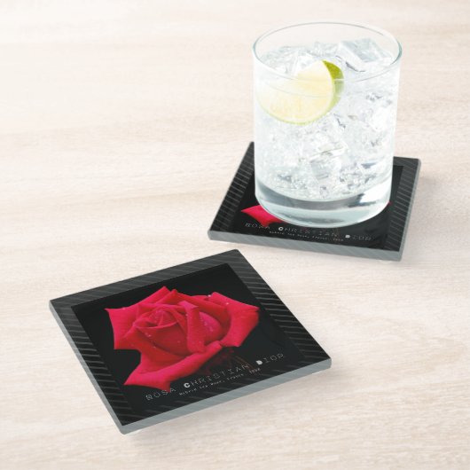 Red Rose ガラスコースター (アングル)