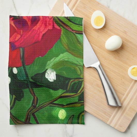 RED ROSE  キッチンタオル (四つ折り)