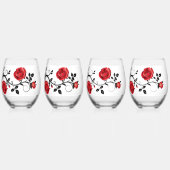 Red rose ステムなしワイングラス (裏面)