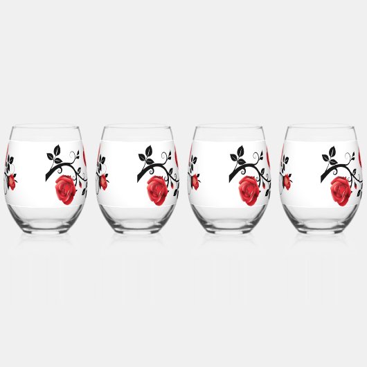 Red rose ステムなしワイングラス (右)
