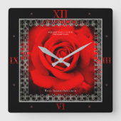 Red Rose [Acrylic Wall Clock] スクエア壁時計 (正面)