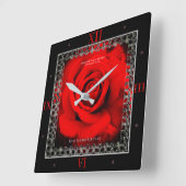 Red Rose [Acrylic Wall Clock] スクエア壁時計 (傾斜)