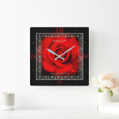Red Rose [Acrylic Wall Clock] スクエア壁時計 (ホーム)