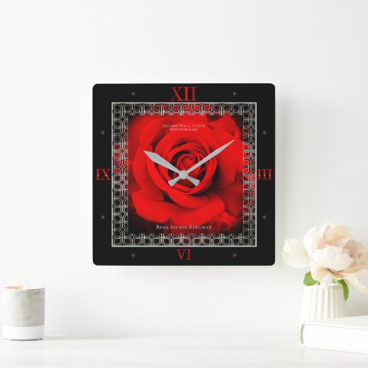 Red Rose [Acrylic Wall Clock] スクエア壁時計 (ホーム)
