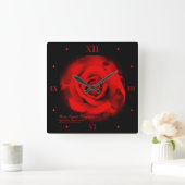 Red Rose:Acrylic Wall Clock スクエア壁時計 (ホーム)